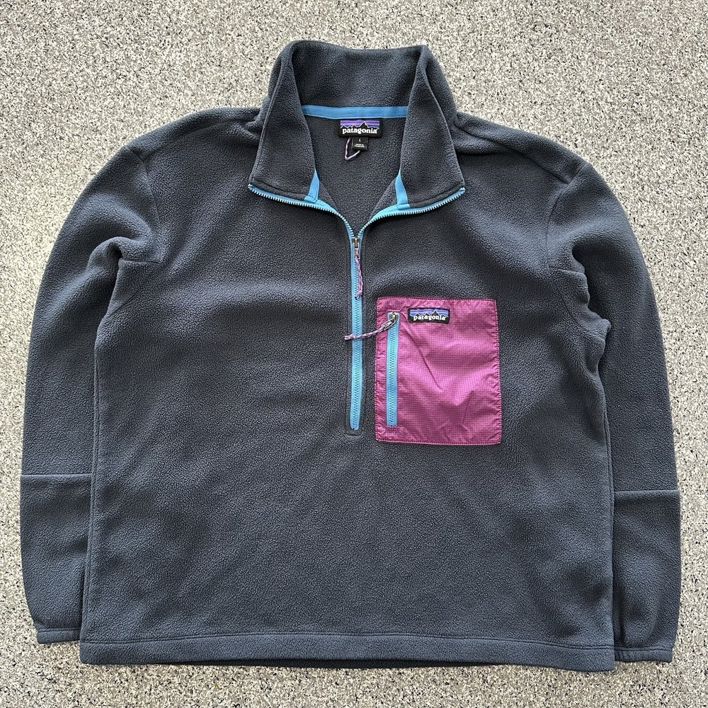 Patagonia 1/2 ZipPullover Fleece Sweater Womens L Microdini Blue